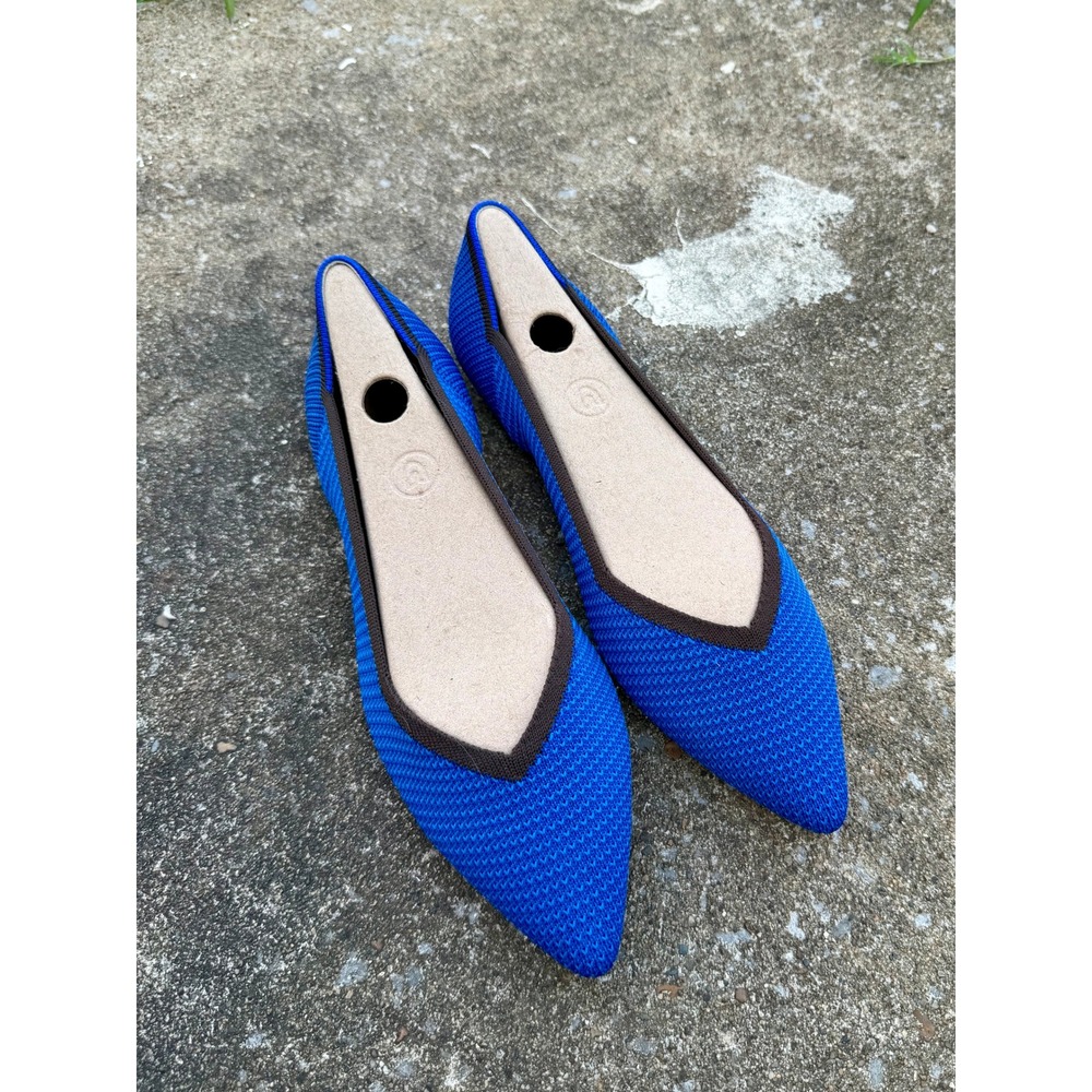 Rothys The Point Cobalt Blue Knit Pointed Toe Flats Shoes Women 8.5 - Picture 2 of 5